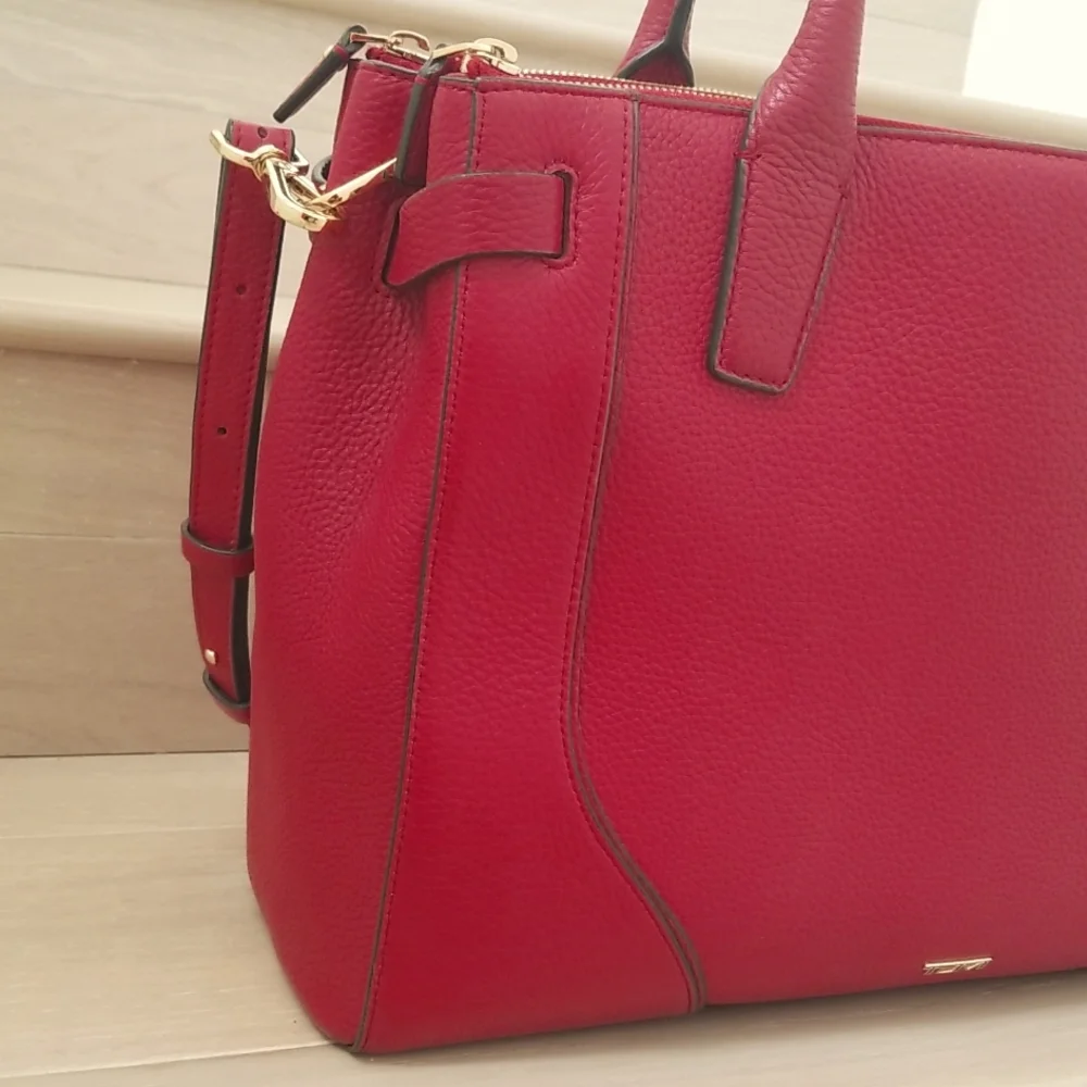 Tumi Stanton Kiran Leather Tote in Raspberry Red - Picture 7 of 15